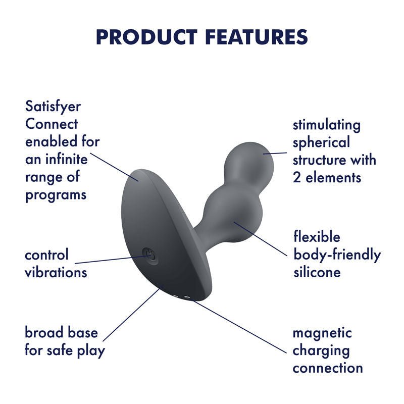 Satisfyer - deep diver - app controlled prostate massager - Black, Product bottom view, with specifications  | Flirtybay.com.au